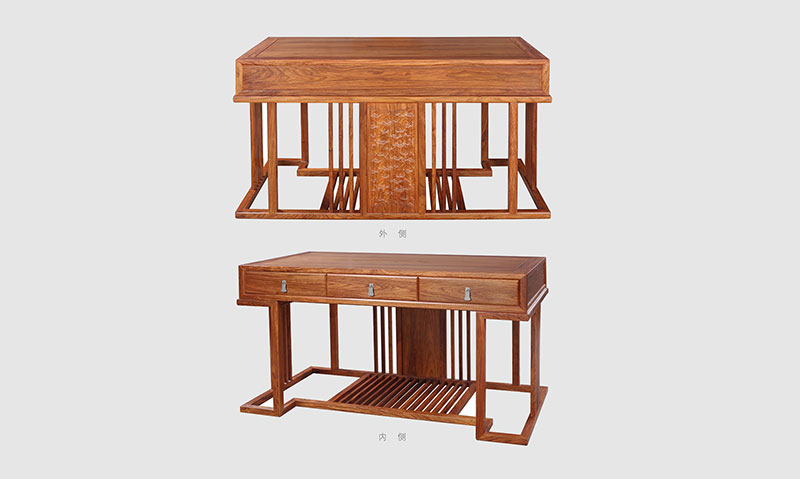 永州 别墅中式家居书房装修实木书桌效果图